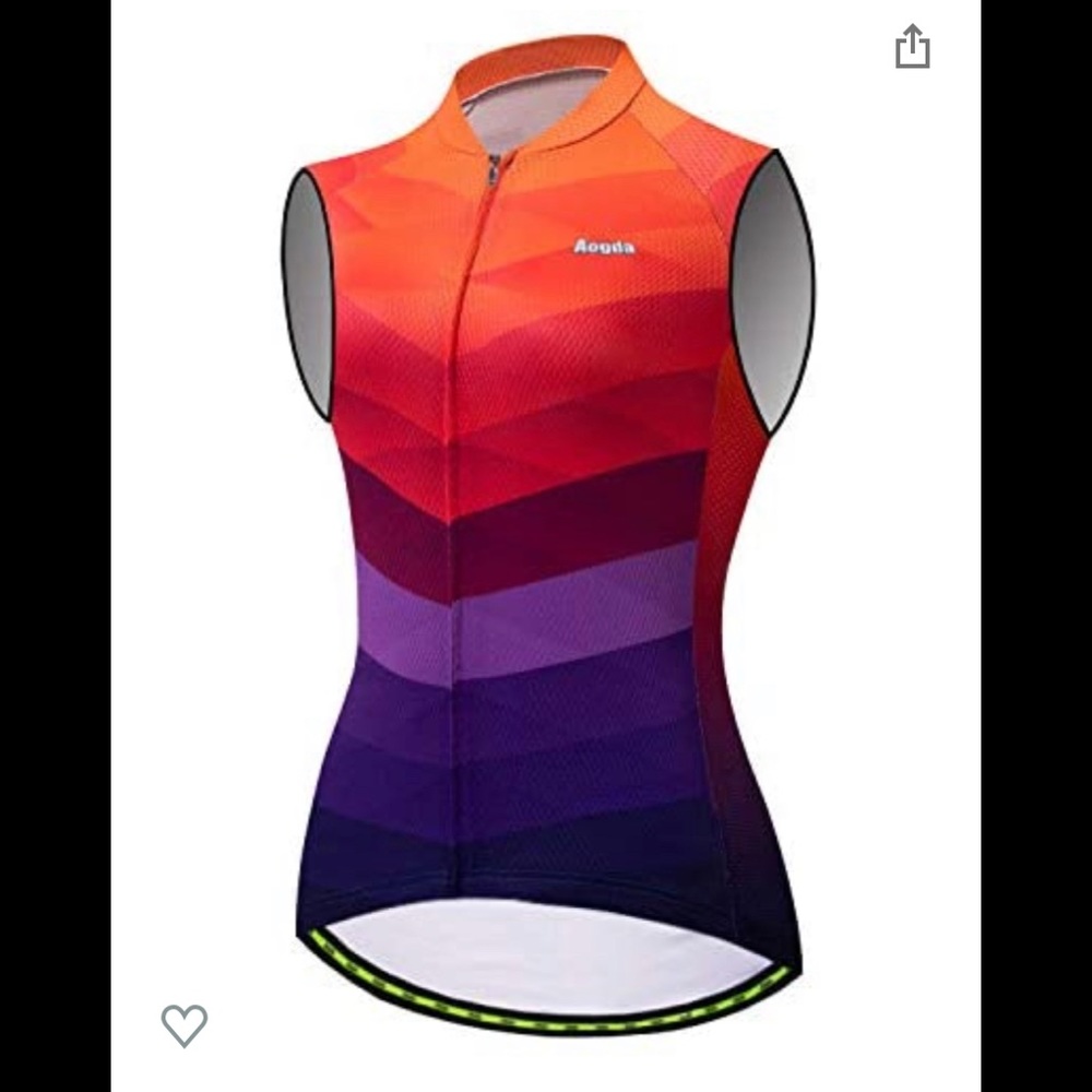 Aogda New Bike Cycling Jersey Shirt Front Zip Biking Reflective Strips